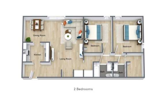 Floor Plan  A floor plan of a house with two bedrooms.