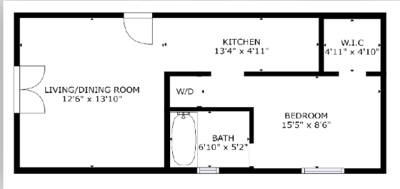 Floor Plan  1 bed 1 bath floor plan at The Eastern Apartments, Dallas