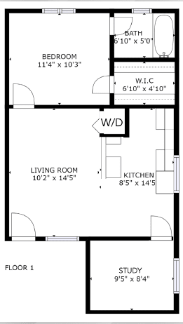 Floor Plan  1 bed 1 bath floor plan I at The Eastern Apartments, Texas, 75204
