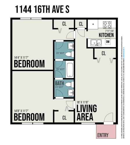 Floor Plan  the floor plan of a small room with a bedroom and a living area