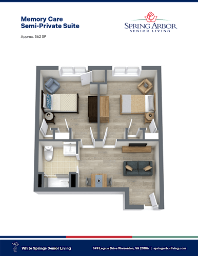 Floor Plan  Memory Care Private Suite at White Springs Senior Living, Warrenton Virginia