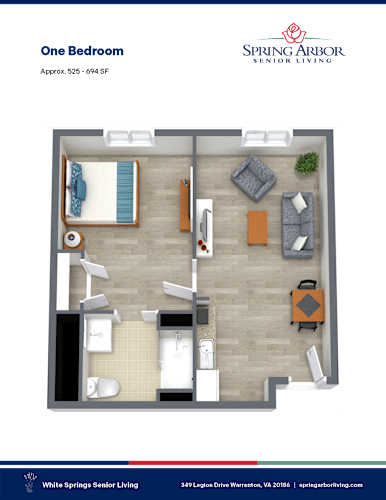 Floor Plan  1 Bedroom Floor Plan at White Springs Senior Living, Warrenton, VA