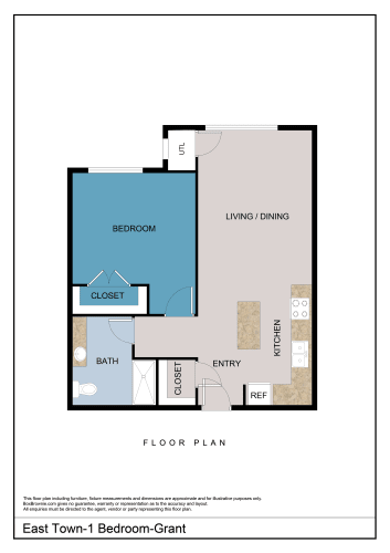 Floor Plan  Grant - 1 Bedroom