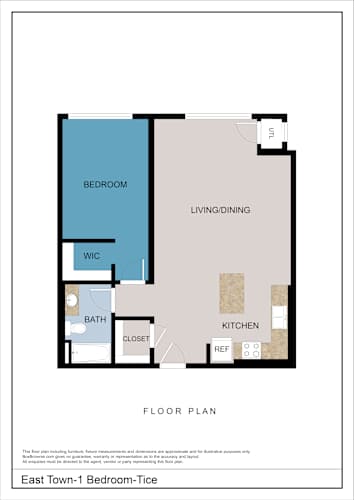 Floor Plan  Tice - 1 Bedroom
