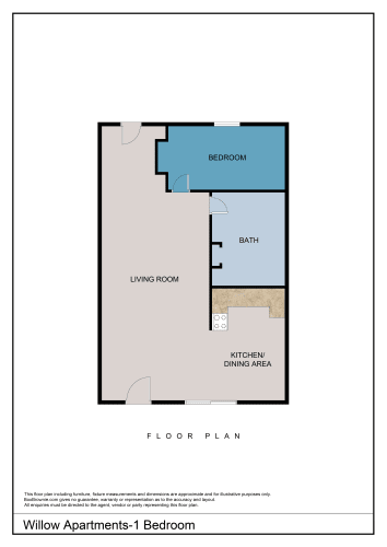 Floor Plan  Willow Apartments-1 Bedroom