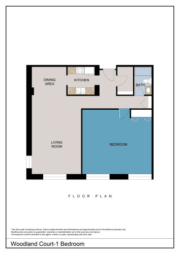 Floor Plan  Woodland Court Apartments-Typical One Bedroom