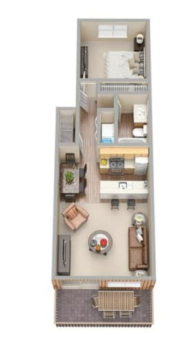 Floor Plan  1 Bedroom | 1 Bathroom | Long