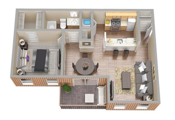 Floor Plan  1B1BA Square