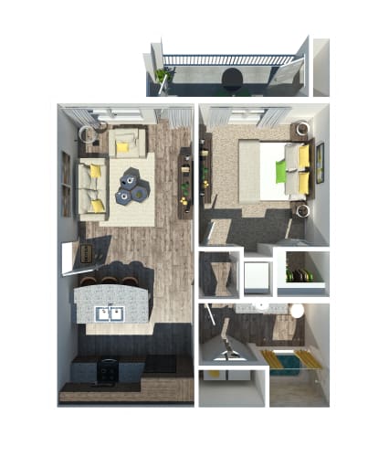 Floor Plan  a stylized floor plan with a bedroom and a living room