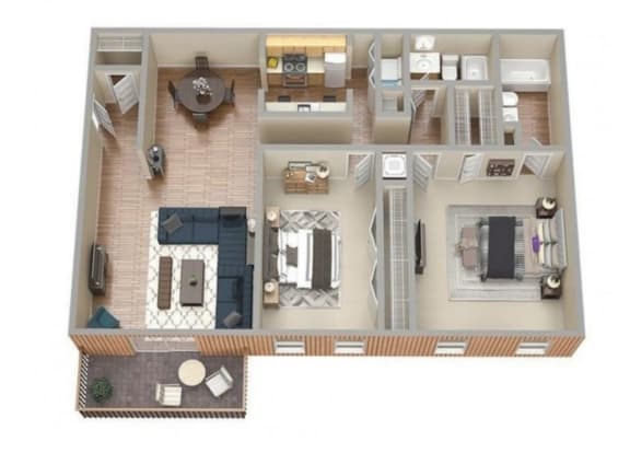 Floor Plan  2 Bedroom | 2 Bathroom | Square