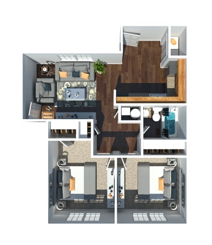 Floor Plan  2 Bedroom 1 Bath Floor Plan