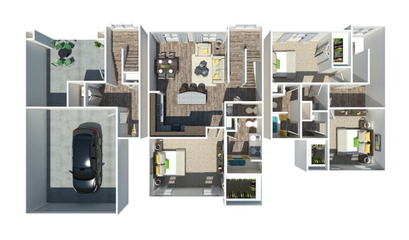 Floor Plan  a 3d rendering of a floor plan of a house