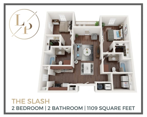 Floor Plan  a1 floor plan  the slush  2 bedroom  1122 square feet