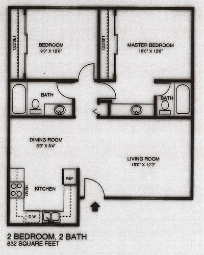 Floor Plan  2 Bdrm 2 Bath