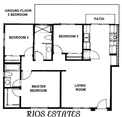 Floor Plan  floor plan of the first floor of a house with bedrooms and a living room
