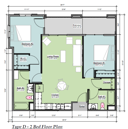 Floor Plan  2 bed 2 bath