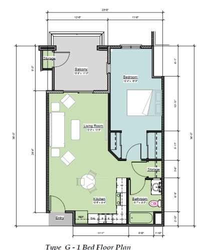 Floor Plan  1 bed 1 bath