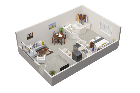 Floor Plan  1 bed 1 bath - 700 sq ft at Caballo Crossing, Lexington, Kentucky