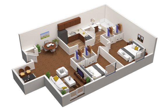 Floor Plan  2 Bedrooms W/ Balcony