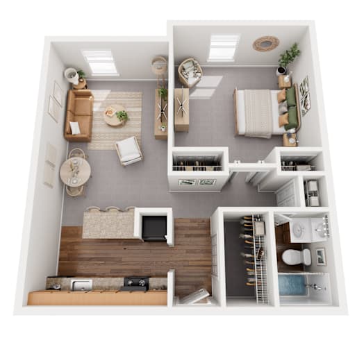 Floor Plan  Bridegepointe Crossing - 1 Bed, 1 Bath
