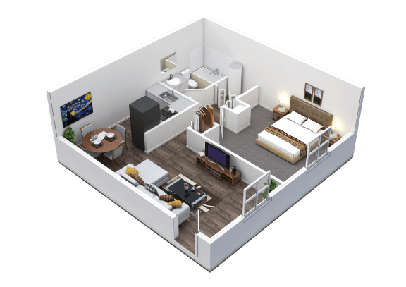 Floor Plan  1 Bedroom 1 Bath