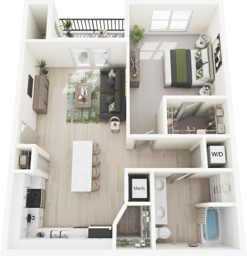 Floor Plan  1 Bed 1 Bath 819 sqft at Sage Springs, Elizabethtown, KY, 42710