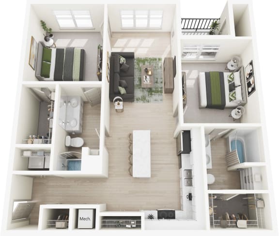 Floor Plan  2 Bed 2 Bath 1243 sqft at Sage Springs, Elizabethtown, KY