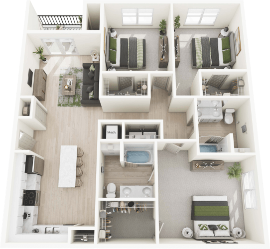 Floor Plan  3 Bed 2 Bath 1525 sqft at Sage Springs, Elizabethtown, Kentucky, 42710