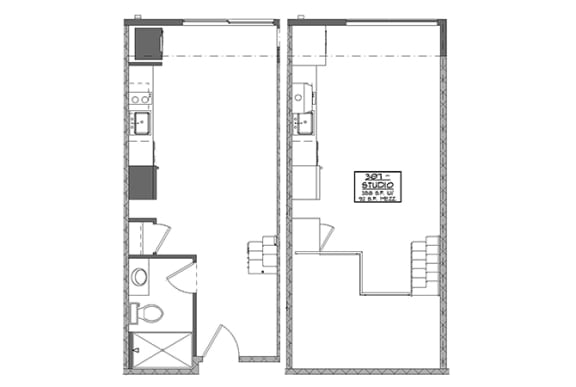 Floor Plan  a floor plan of a small house with a bedroom and a living room