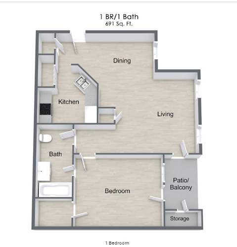 Floor Plan  a floor plan of a bedroom apartment