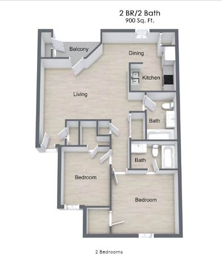 Floor Plan  a floor plan of a two bedroom apartment
