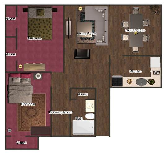 Floor Plan  a floor plan of a two bedroom apartment
