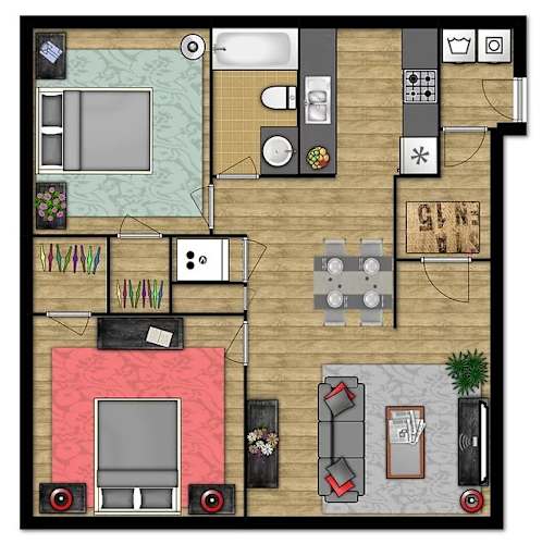 Floor Plan  a floor plan of a house with a bedroom and a living room
