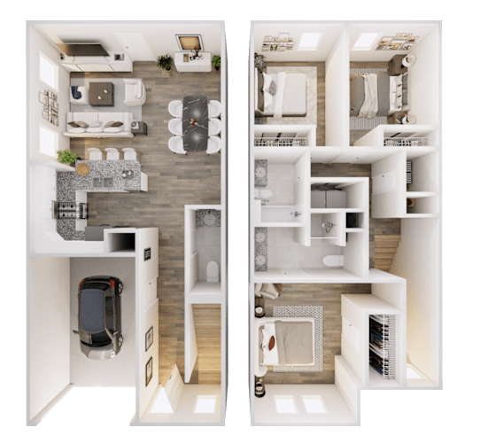 Floor Plan  a rendering of a 3d floor plan of a house versus a floor plan vs
