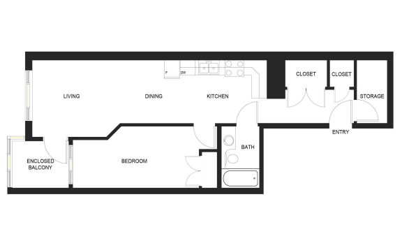 Floor Plan  1 Bedroom A