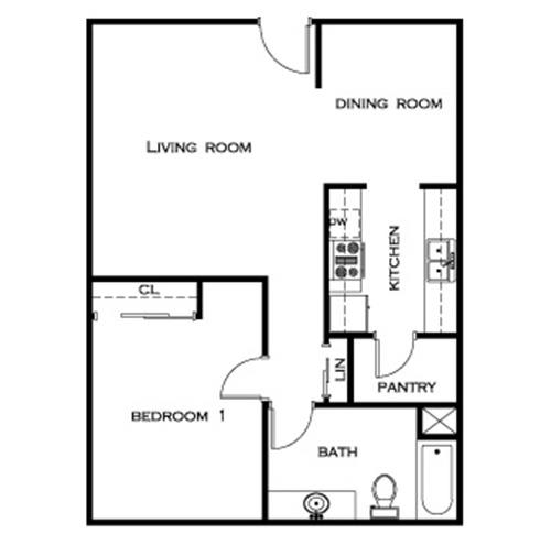 Floor Plan  1 Bed 1 Bath