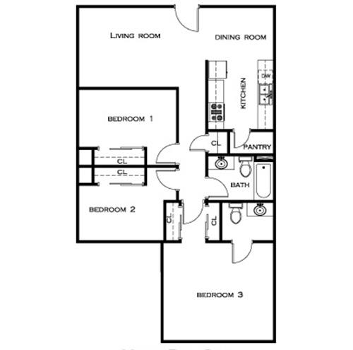 Floor Plan  3 Bed 1.5 Bath
