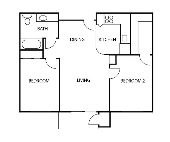 Floor Plan  a floor plan of a home with two bedrooms and two bathrooms