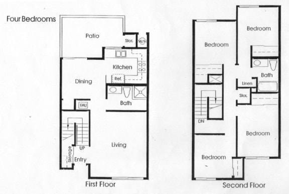 Floor Plan  three floor plan of a house with three bedrooms and a living room