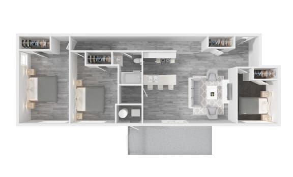 Floor Plan  3 Bed/1Bath Apartment
