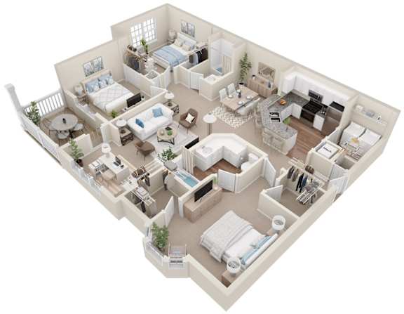 Floor Plan  Lullwater at Bass | The Glen | Three Bedroom Two Bathroom