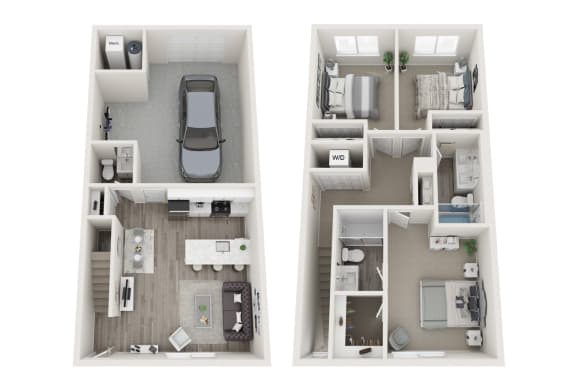 Floor Plan  a stylized floor plan with a bedroom and a living room