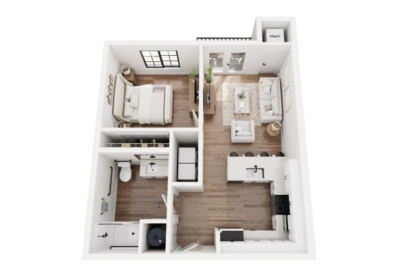 Floor Plan  a stylized floor plan with a bedroom and living room