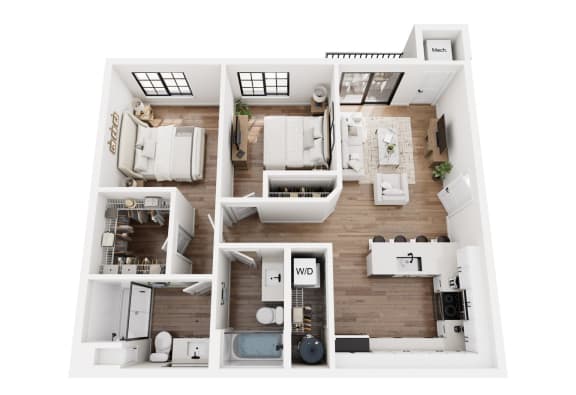 Floor Plan  a stylized floor plan of a 1 bedroom192 sq ft house