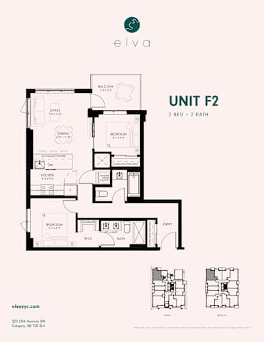 Floor Plan  A floor plan for a two bedroom, two bath unit.