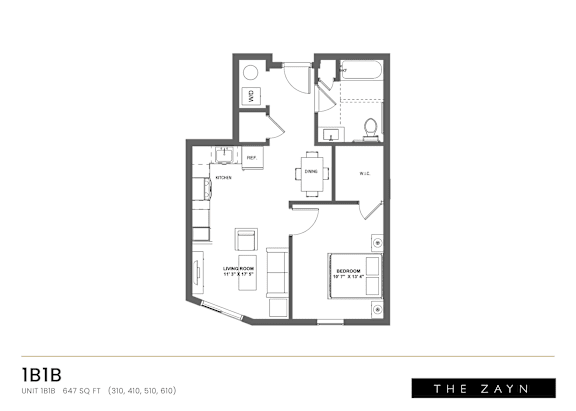 Floor Plan  A black and white image of a floor plan for an apartment.