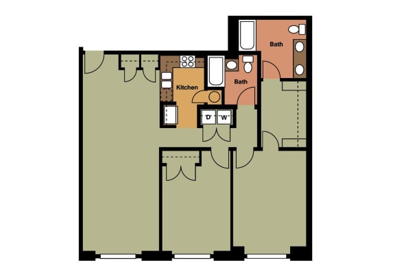 Floor Plan  2A: Beds-2: Baths-2: Sq Ft Range - 1172-1172