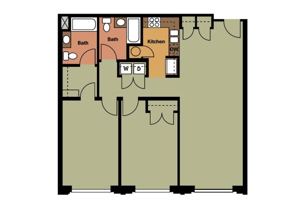 Floor Plan  2D: Beds-2: Baths-2: Sq Ft Range - 1196-1196