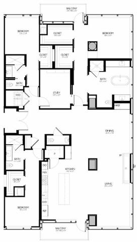 Floor Plan  E1 Floor Plan at Two Lincoln Tower, Washington