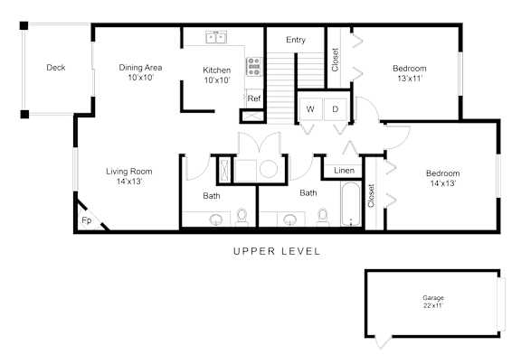 Floor Plan  2 Bed - 1.5 Bath A